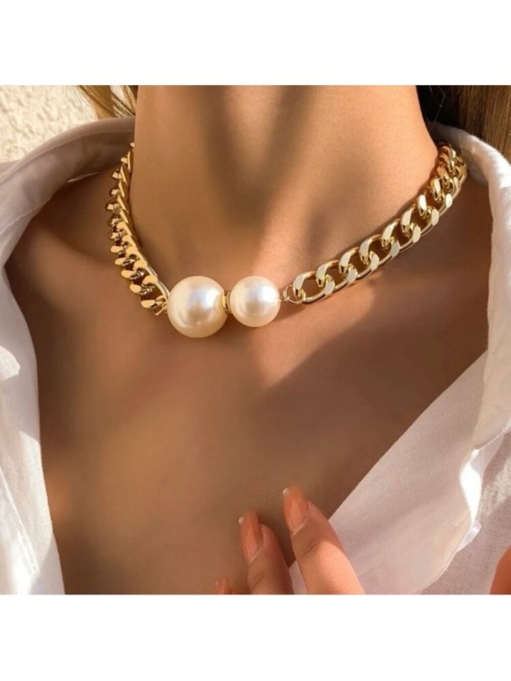 Ball Pearls Gold Chain Necklace